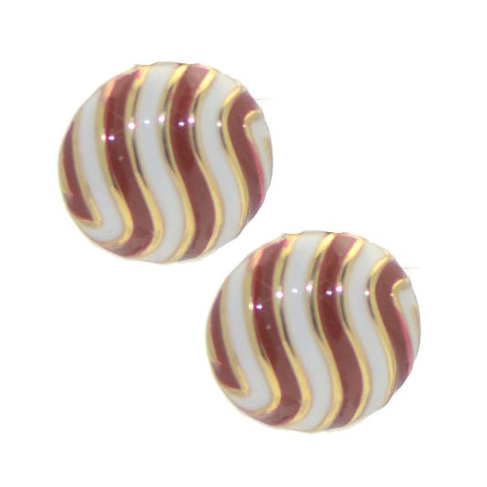 CALLIDORA Gold tone Red White Clip On Earrings