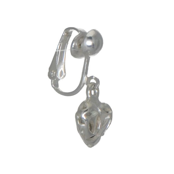 CAMMEO Silver Plated Lattice Heart Clip On Earrings by VIZ