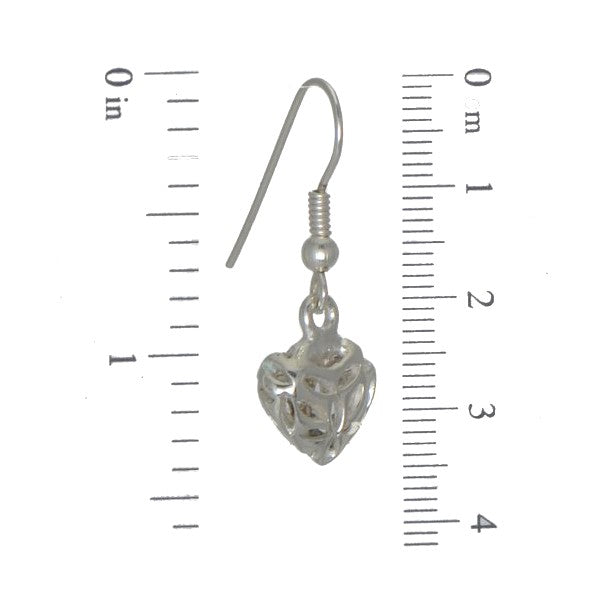 CAMMEO Silver Plated Lattice Heart Hook Earrings by VIZ