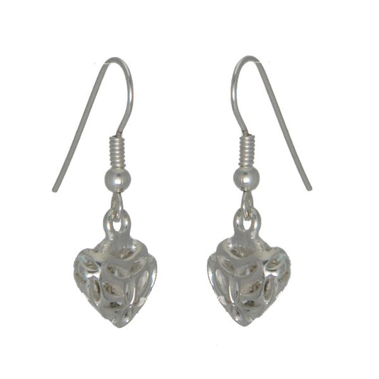 CAMMEO Silver Plated Lattice Heart Hook Earrings by VIZ