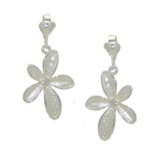 CANDI Silver Plated Flower Clip On Earrings by Rodney