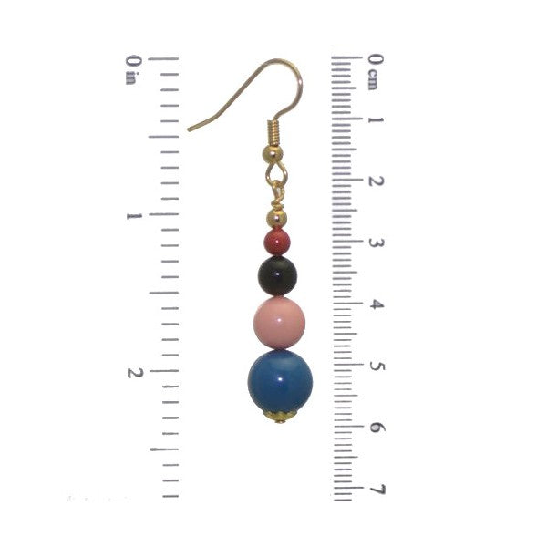 CANDY CANE Gold Plated Red Rock Multi Coloured Hook Earrings