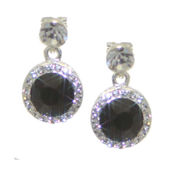 CAOILINN 14mm Silver tone Jet Crystal Clip On Earrings