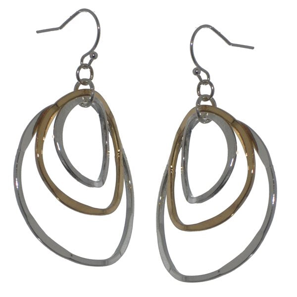 CAOIMHE Silver and Gold tone Wavy Hoop Hook Earrings