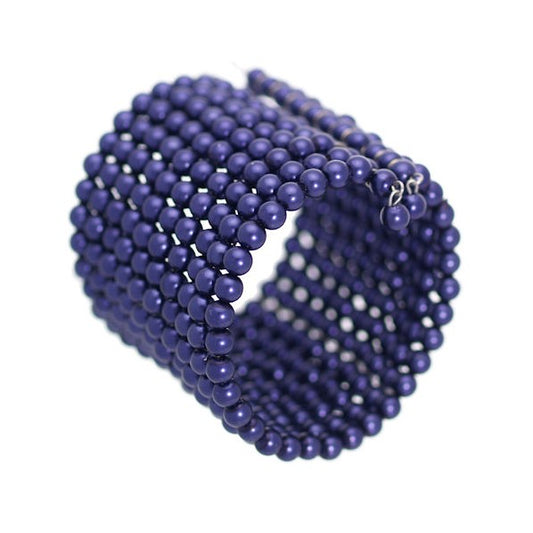 Captivate Blueberry faux Pearl Cuff Bangle