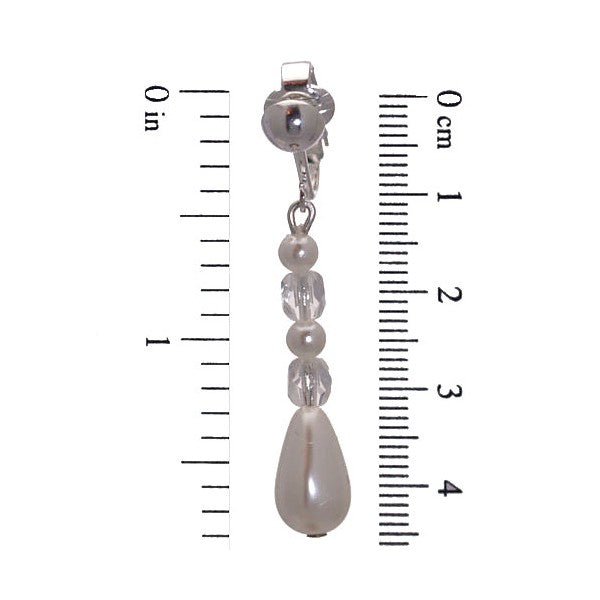 CARINA Silver plated White faux Pearl Clip On Earrings