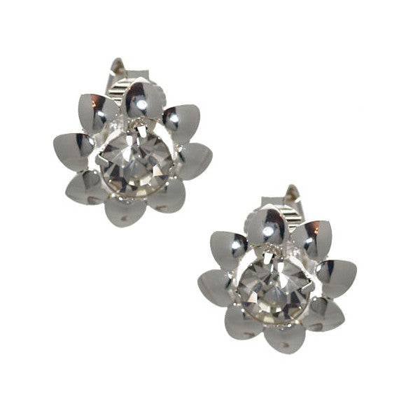 Carlee Silver Plated Crystal Clip On Earrings