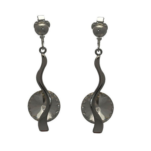 CARLEIN Silver Plated Crystal Clip On Earrings by Rodney