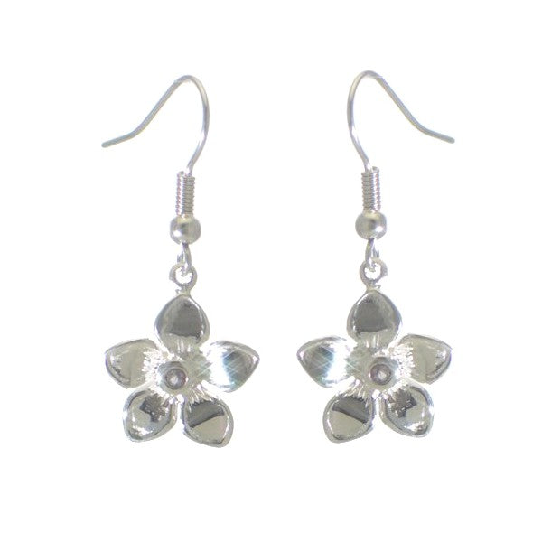CARMELLA Silver Plated Amethyst Crysta Flower Hook Earrings By VIZ