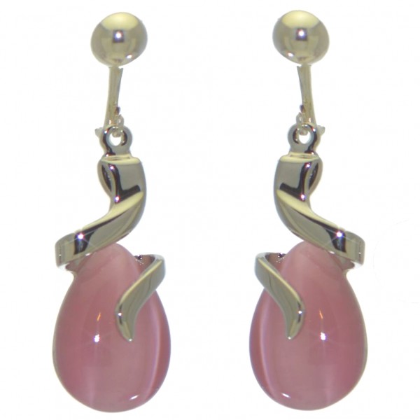 CARMENTA silver plated pink clip on earrings by Rodney