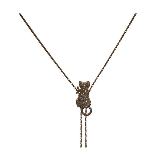 CAT Gold Plated Crystal Slider Necklace