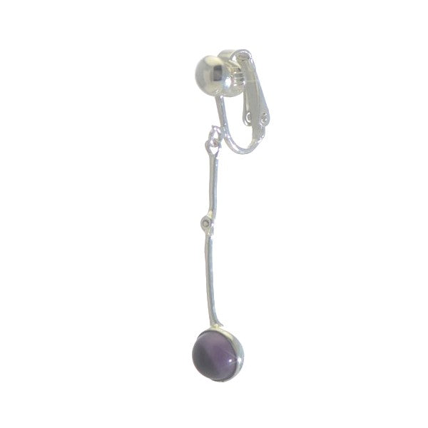 CATARINE Silver Plated Amethyst Clip On Earrings by VIZ