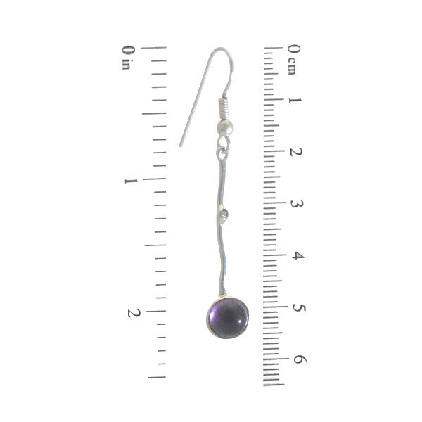 CATARINE Silver Plated Amethyst Hook Earrings by VIZ
