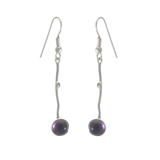 CATARINE Silver Plated Amethyst Hook Earrings by VIZ