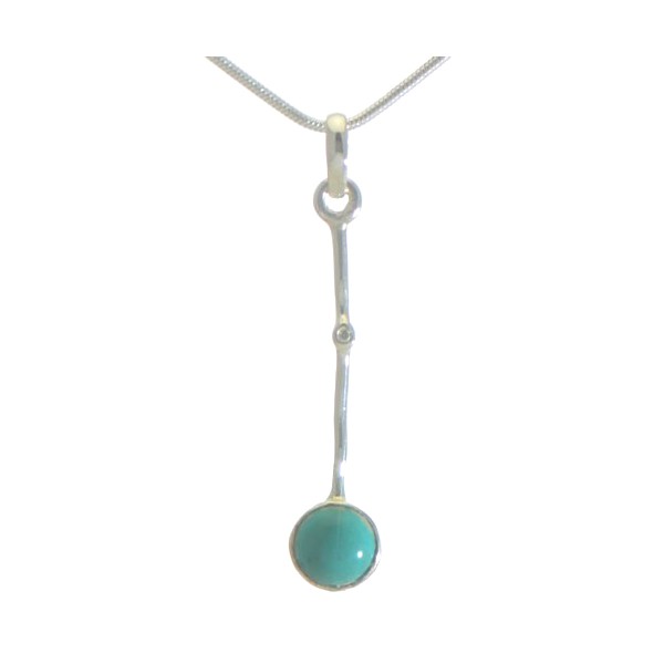 CATARINE Silver Plated Turquoise Pendant Necklace By VIZ