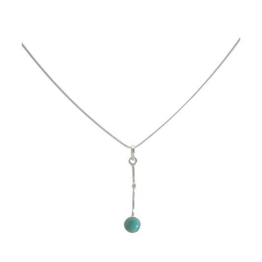 CATARINE Silver Plated Turquoise Pendant Necklace By VIZ