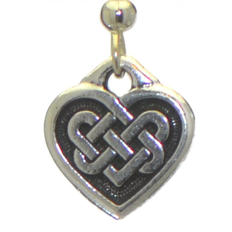CELTIC HEART silver plated with celtic knot inset hook earrings
