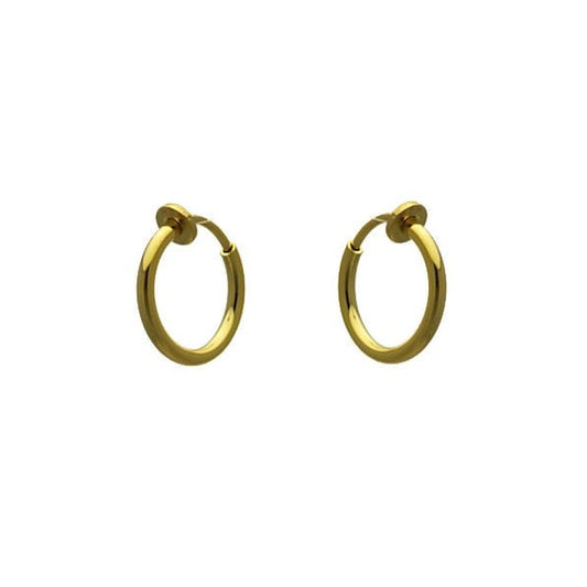 Cerceau 13mm Gold Plated Hoop Clip On Earrings