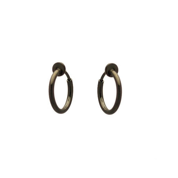 Cerceau 13mm Hematite Hoop Clip On Earrings