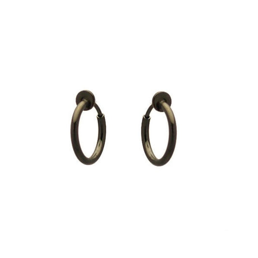 Cerceau 13mm Hematite Hoop Clip On Earrings