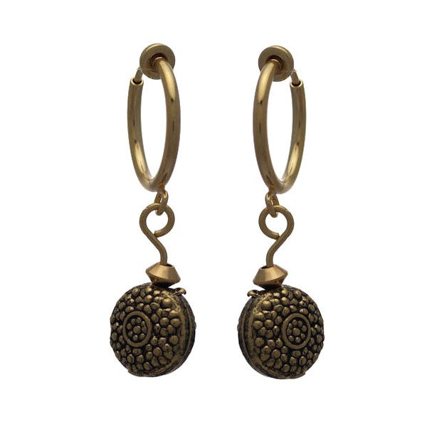 Cerceau 15mm Gold Plated Medallion Drop Clip On Earrings