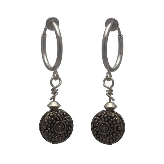 Cerceau 15mm Silver Plated Medallion Drop Clip On Earrings