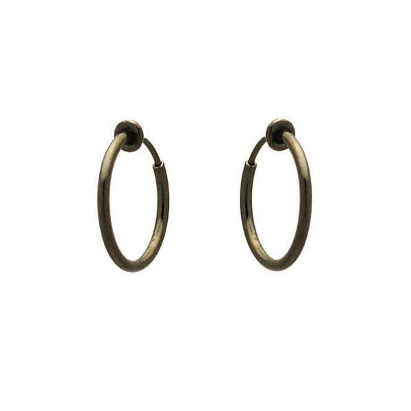 Cerceau 17mm Hematite Hoop Clip On Earrings