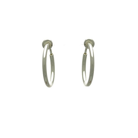 Cerceau 17mm Silver Plated Hoop Clip On Earrings