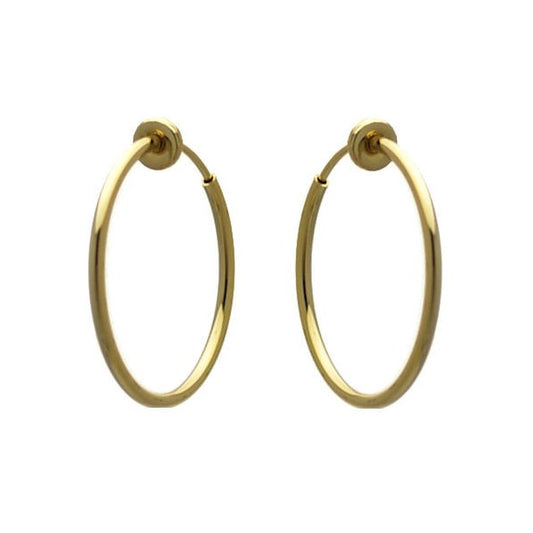 Cerceau 25mm Gold Plated Hoop Clip On Earrings