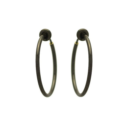 Cerceau 25mm Hematite Hoop Clip On Earrings