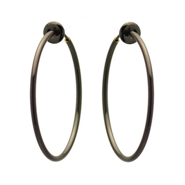 Cerceau 35mm Hematite Hoop Clip On Earrings