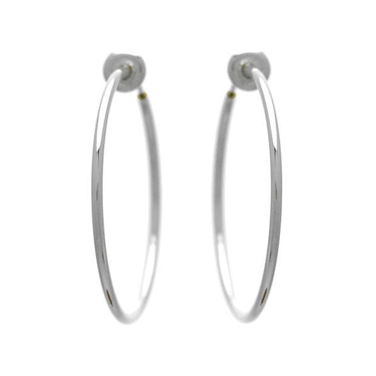 Cerceau 35mm Silver Plated Hoop Clip On Earrings