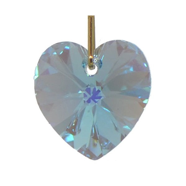 CERCEAU VALENTINE Gold Plated Aquamarine AB Heart Crystal Clip On Earrings