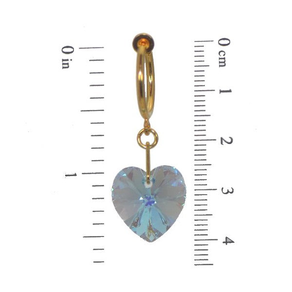 CERCEAU VALENTINE Gold Plated Aquamarine AB Heart Crystal Clip On Earrings