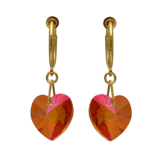 CERCEAU VALENTINE Gold Plated Astral Pink Crystal Heart Clip On Earrings