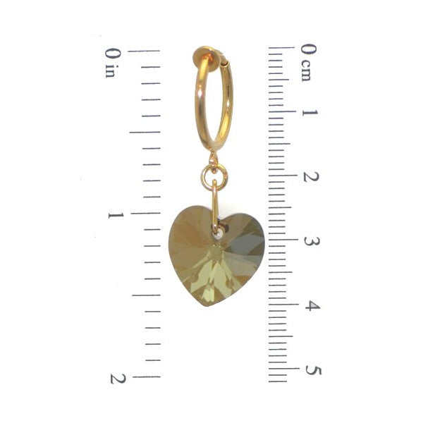 CERCEAU VALENTINE Gold Plated Bronze Shade Crystal Heart Clip On Earrings