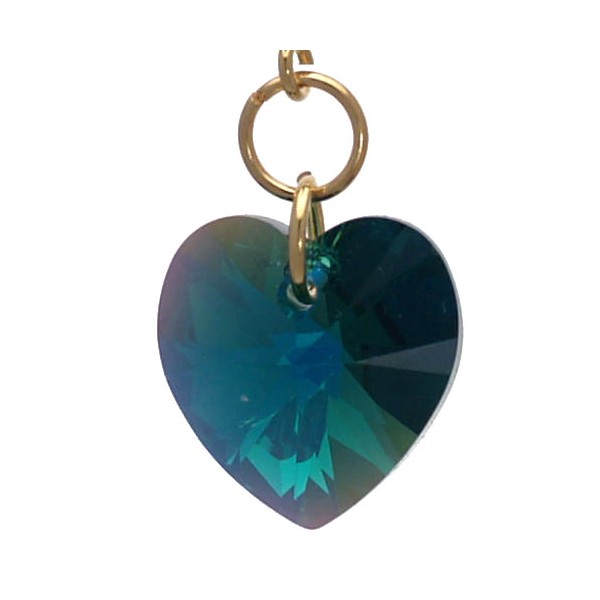 Cerceau Valentine Gold plated Emerald Green Heart Clip On Earrings