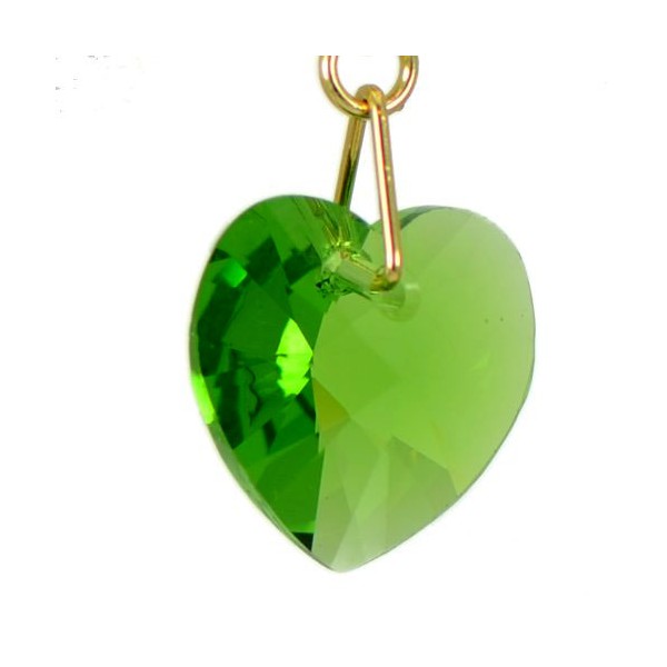 CERCEAU VALENTINE Gold Plated Fern Green Heart Crystal Clip On Earrings