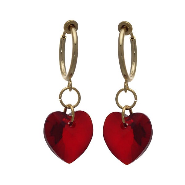 Cerceau Valentine Gold plated Siam Heart Clip On Earrings