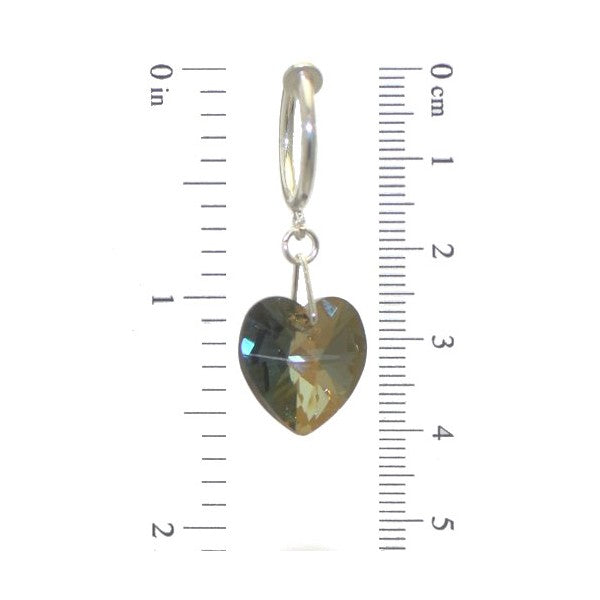 CERCEAU VALENTINE Silver Plated Bronze Shade Crystal Heart Clip On Earrings