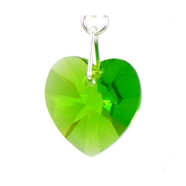 CERCEAU VALENTINE Silver Plated Fern Green Heart Crystal Clip On Earrings