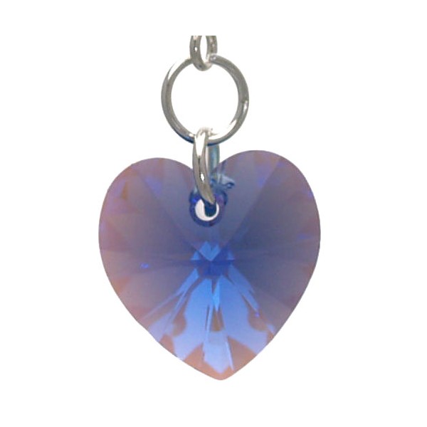 Cerceau Valentine Silver plated Sapphire AB Heart Clip On Earrings