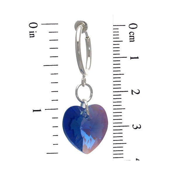 Cerceau Valentine Silver plated Sapphire AB Heart Clip On Earrings