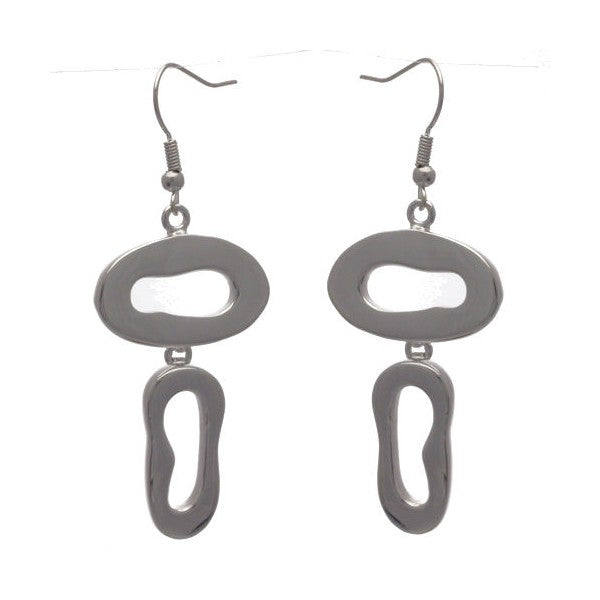 CERELIA Silver Plated Double Oval Hook Earrings by VIZ