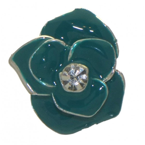 CHANTILLY silver tone green flower clip on earrings