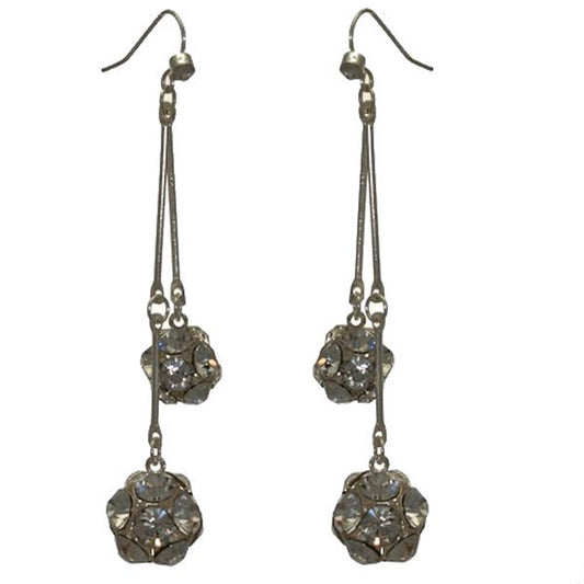 CHERIKA Silver tone Crystal Hook Earrings