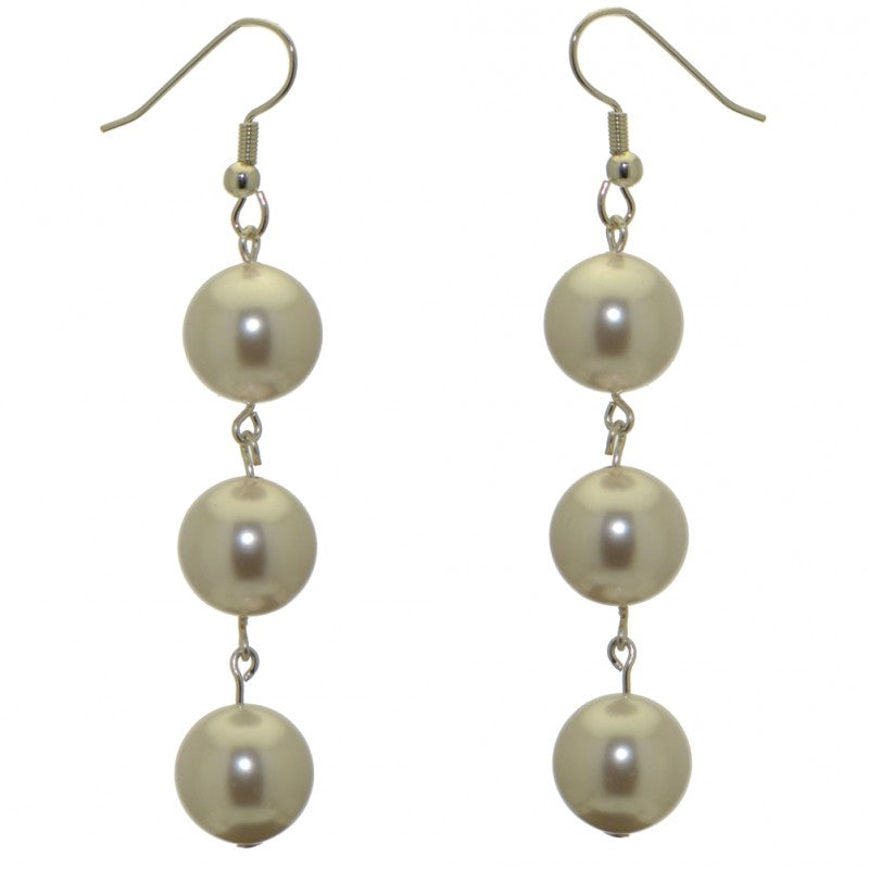 CHERRIES TRIO silver plated white fau pearl hook earrings
