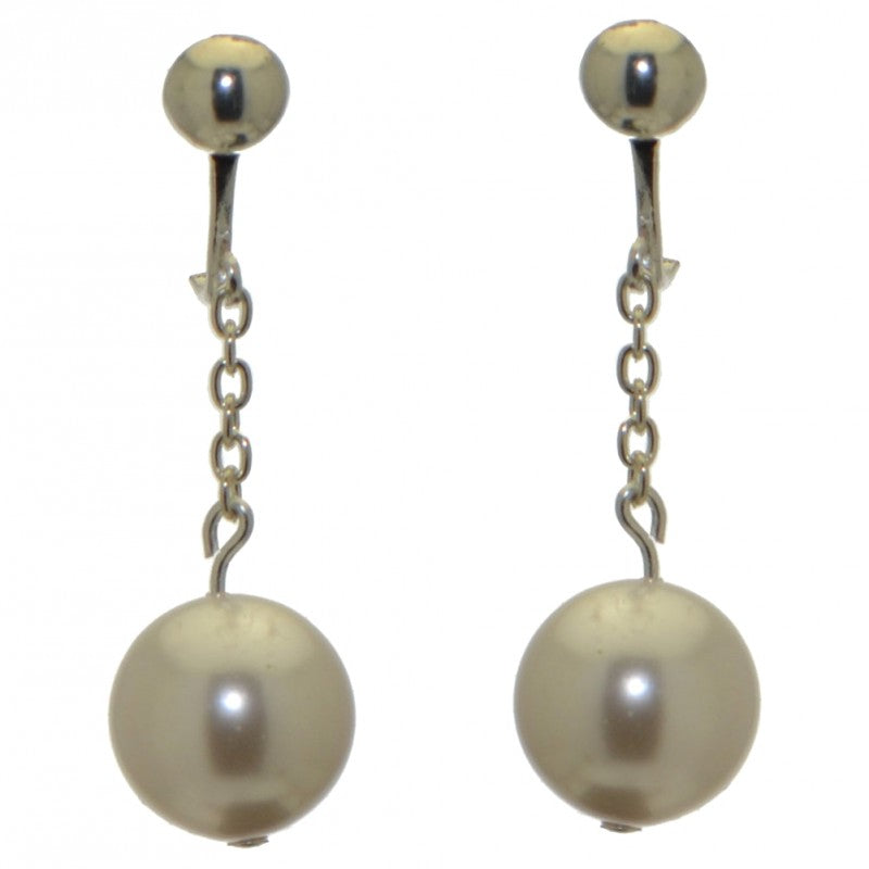 CHERRIES UNO silver plated white faux pearl clip on earrings