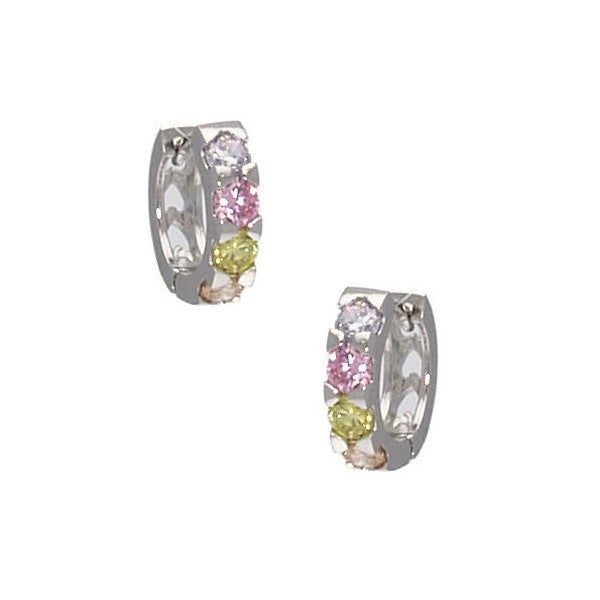 Chi Silver Plated Multi col Crystal Pierced Earrings
