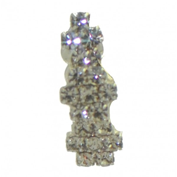 CHRISTA silver plated crystal half hoop clip on earrings